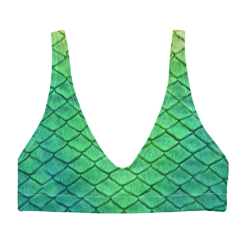 Convertible bikini that can be worn in multiple styles for versatilityShoal Green Recycled Padded Bikini Top