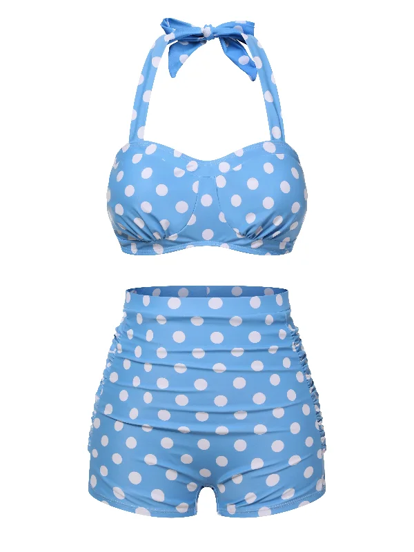 Tropical - themed bikini for a vacation - ready beach outfit2PCS 1950s Polka Dots Bikini Set