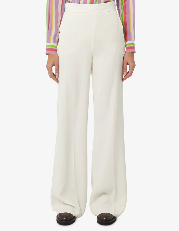 Plata Full Leg Side Zip Crepe Pant In Wool White