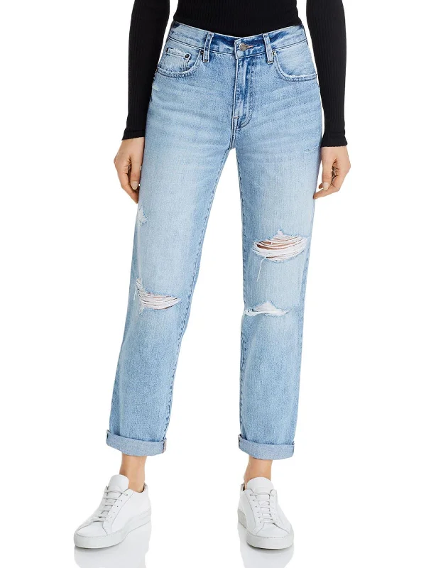 Presley Womens Denim Light Wash Boyfriend Jeans