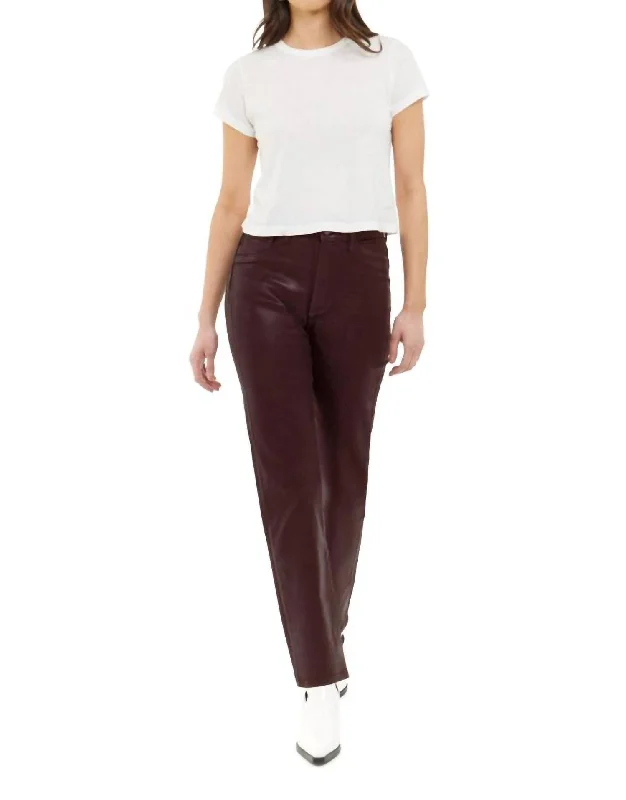 Village High Rise Straight Pants In Espresso Laquer