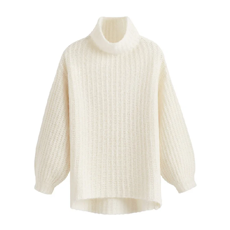 Open - Front Women Sweater for Easy LayeringAlpaca Wool Turtleneck Sweater