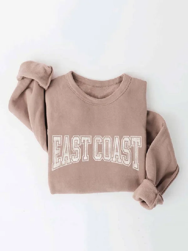 Lightweight Women Sweater for Spring and FallTan East Coast Graphic Sweatshirt