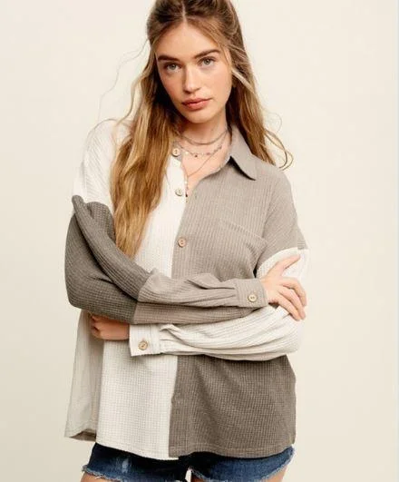 Lightweight Women Sweater for Spring and FallGrey color combo Sweater