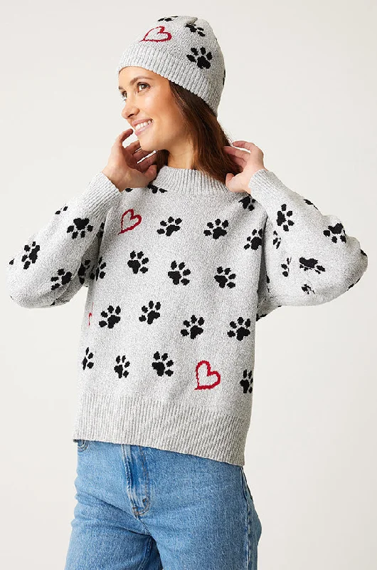 Plus - Size Women Sweater with a Flattering FitPAW PRINT SWEATER