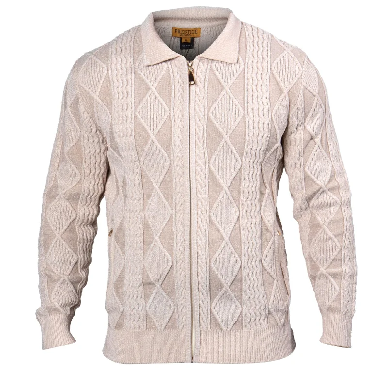 Hand - Knitted Women Sweater with Artisanal CharmPrestige CH-480 Long Sleeve Sweater - Cream