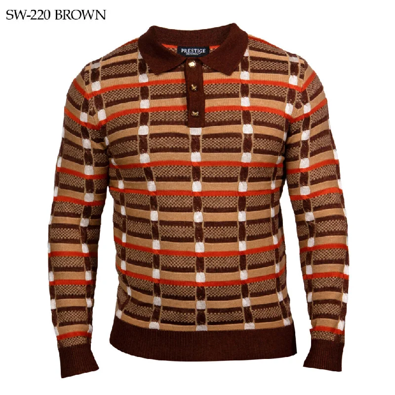 Oversized Women Sweater for a Cozy and Fashionable LookPrestige SW-220 Long Sleeve Polo Sweater - Brown