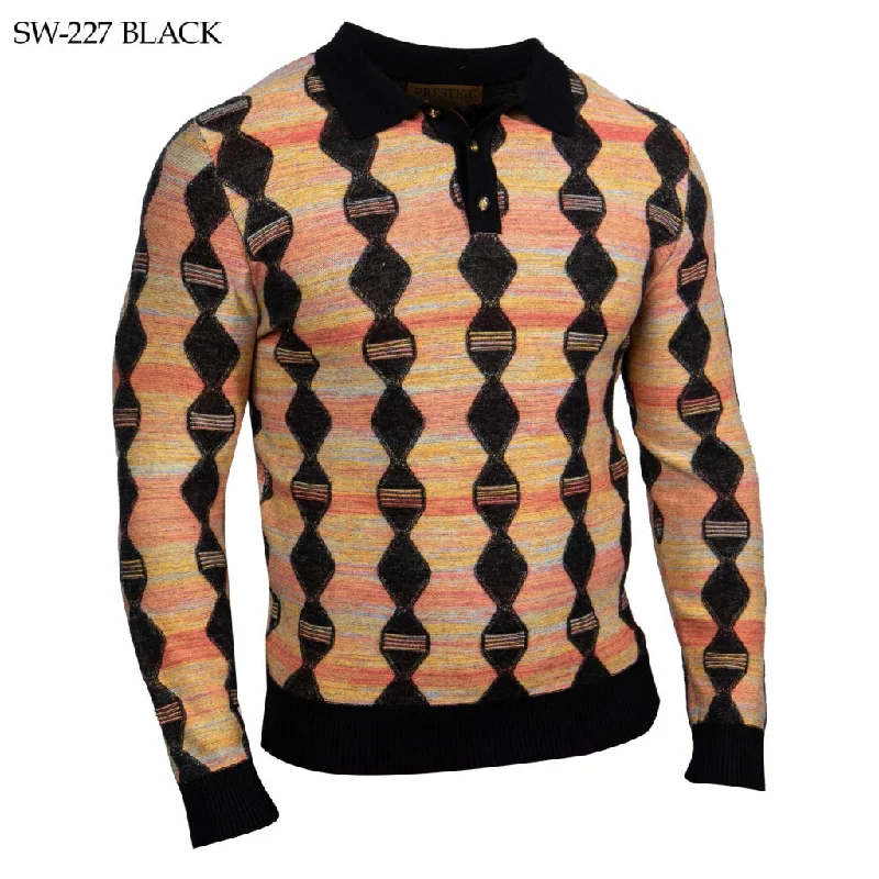 Cashmere Women Sweater with a Luxurious Soft TouchPrestige SW-227 Long Sleeve Polo Sweater - Black