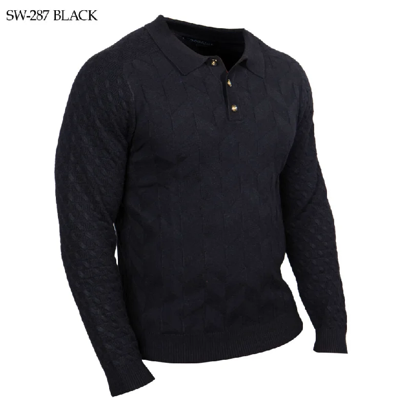 Plus - Size Women Sweater with a Flattering FitPrestige SW-287 Long Sleeve Polo Sweater - Black