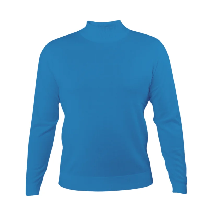 Cropped Women Sweater to Pair with High - Waisted BottomsPrestige SW-496 Mock Neck Long Sleeve Sweater - Blue