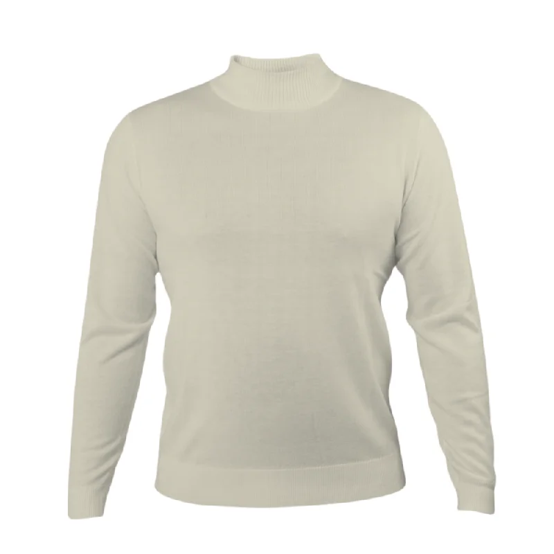 Cable - Knit Women Sweater with Intricate PatternsPrestige SW-496 Mock Neck Long Sleeve Sweater - Oatmeal