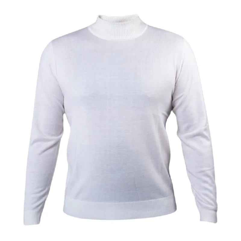 Button - Down Women Sweater for a Versatile LookPrestige SW-496 Mock Neck Long Sleeve Sweater - White