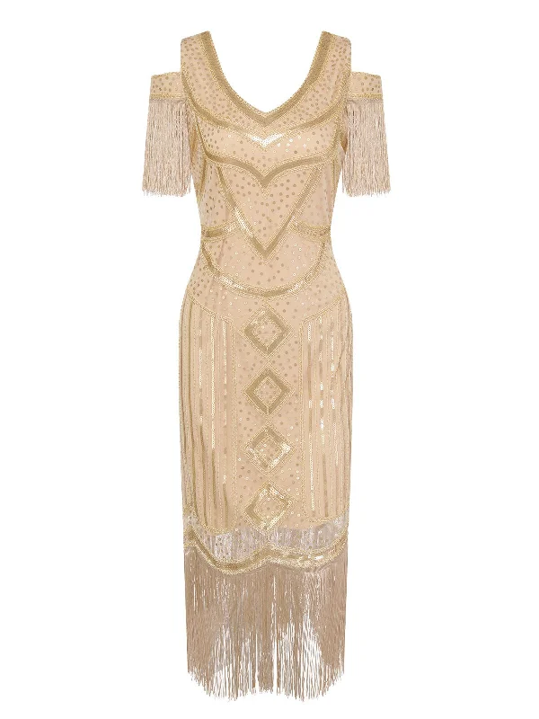 Ruffled Women Dress with Multiple Layers for a Playful and Girly StyleRuffled Women Dress with Multiple Layers for a Playful and Girly Style1920s Sequin Beaded Tassel Gastby Dress