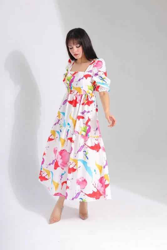 Plus Size Women Dress with a Flattering A - Line Cut for Comfort and StylePlus Size Women Dress with a Flattering A - Line Cut for Comfort and StyleRainbow Dress 29644