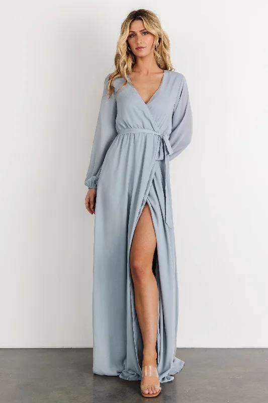 Halter Neck Women Dress to Show Off the Shoulders and NecklineHalter Neck Women Dress to Show Off the Shoulders and NecklineBreanne Faux Wrap Maxi Dress | Light Blue