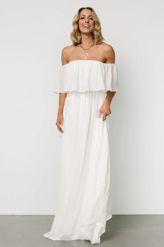 Off - the - Shoulder Women Dress for a Romantic and Feminine LookOff - the - Shoulder Women Dress for a Romantic and Feminine LookDiana Off Shoulder Maxi Dress | Off White