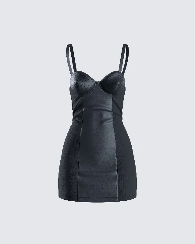 Mini Women Dress with a Short Hem for a Young and Trendy StyleMaria Black Satin Bustier Dress