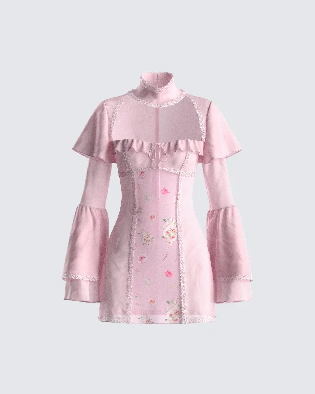 Lace - Embellished Women Dress for an Elegant and Sophisticated AppearanceLace - Embellished Women Dress for an Elegant and Sophisticated AppearancePippi Pink Floral Print Mini Dress