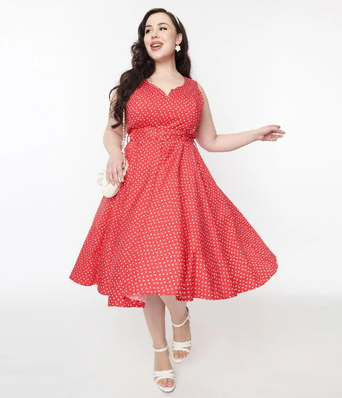 Mini Women Dress with a Short Hem for a Young and Trendy StyleMini Women Dress with a Short Hem for a Young and Trendy StyleRed & White Floral Dot Belted Swing Dress