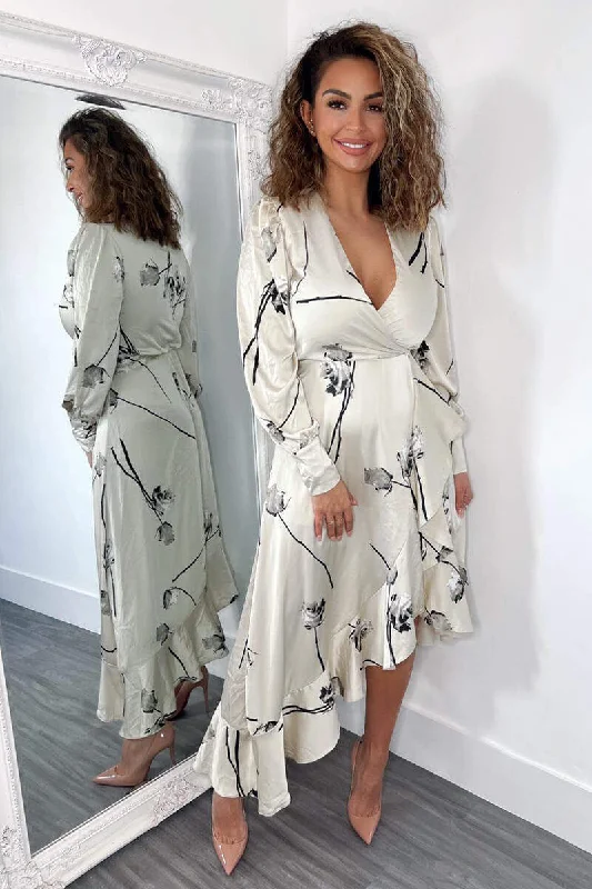 Shift Women Dress with a Simple and Classic Design for Everyday WearShift Women Dress with a Simple and Classic Design for Everyday WearStone Floral Printed Wrap Over Long Sleeve Dress