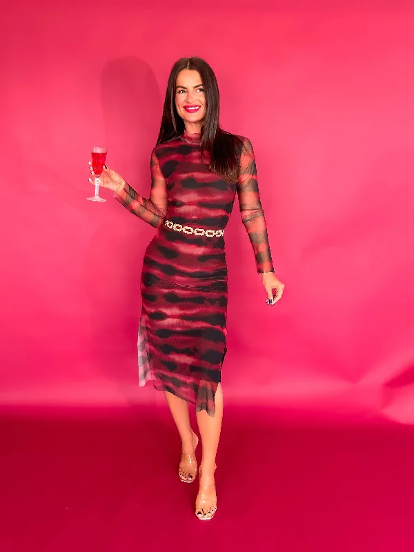 Little Black Women Dress with Sequins for a Glamorous Night OutLittle Black Women Dress with Sequins for a Glamorous Night OutUtterly Obsessed - Wine Black Tie-Dye Mesh Midi Dress