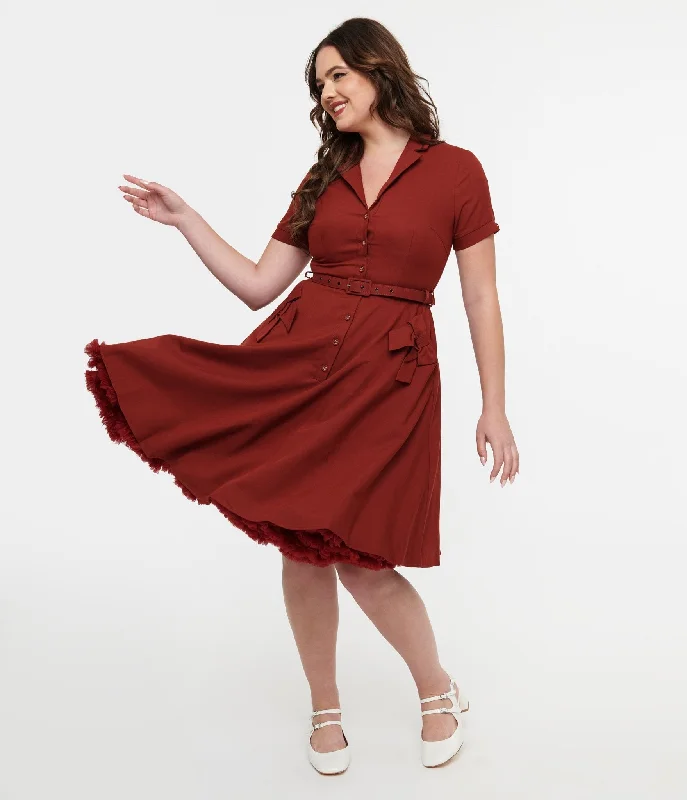 Strapless Women Dress with a Built - in Bra for Comfort and SupportVoodoo Vixen 1950s Burgundy Bow Fit & Flare Dress