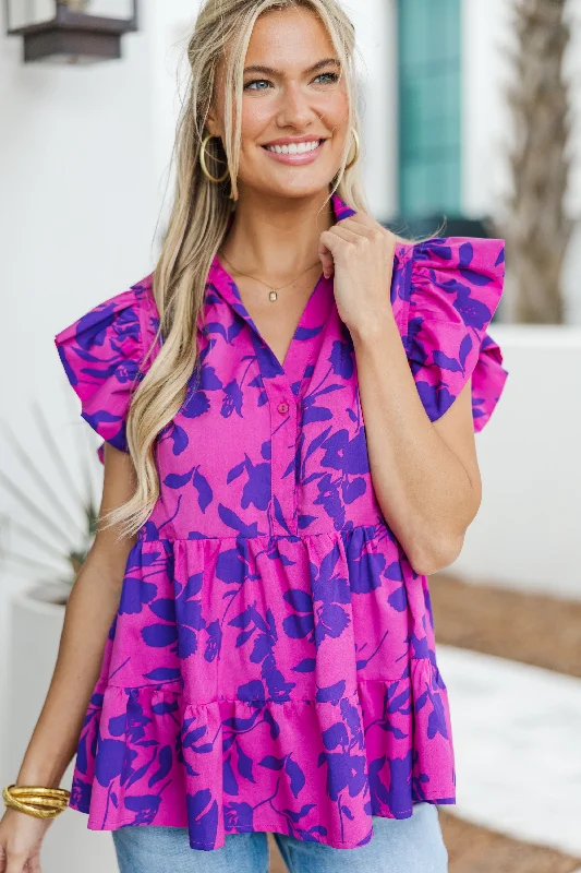 Empire Waist Women Dress to Accentuate the Bust and Conceal the WaistEmpire Waist Women Dress to Accentuate the Bust and Conceal the WaistWorth Your While Magenta Purple Floral Top