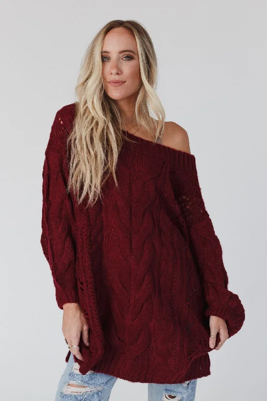 Turtleneck Women Sweater for a Classic and Elegant StyleGolden Hour Bubble Sleeve Sweater Dress - Burgundy