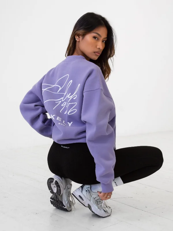 Long - Sleeve Women Sweater with Ribbed CuffsClub Oversized Sweater - Violet