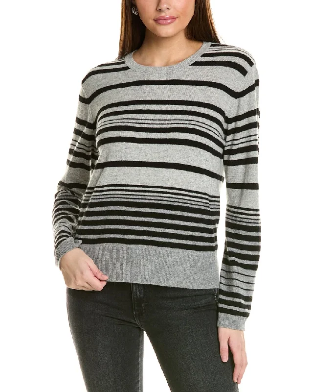 Open - Front Women Sweater for Easy LayeringCollaboration Dahlia Stripe Cashmere Sweater