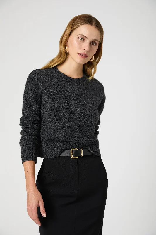 Cable - Knit Women Sweater with Intricate PatternsKesia Crew Neck Cropped Sweater