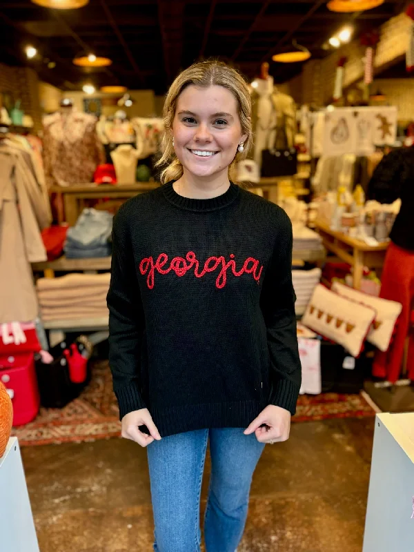 Long - Sleeve Women Sweater with Ribbed CuffsThe Embroidered Sweater Georgia