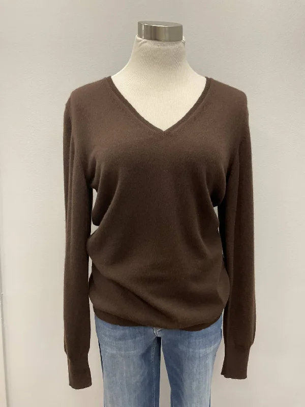 Cashmere Women Sweater with a Luxurious Soft TouchV-Neck Cashmere Sweater In Chocolate