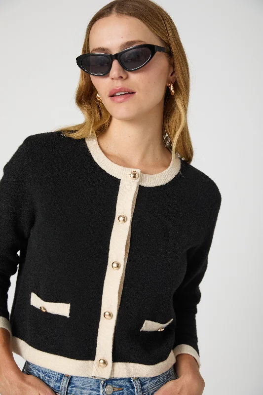 Cable - Knit Women Sweater with Intricate PatternsVhari Contrast Cardigan