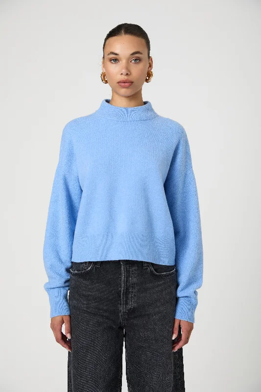 Cropped Women Sweater to Pair with High - Waisted BottomsVhari Mock Neck Sweater