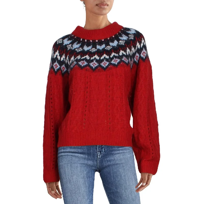 Mock - Neck Women Sweater for a Modern TwistWillow Fairisle Womens Wool Blend Printed Pullover Sweater