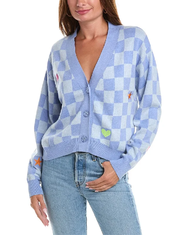 Striped Women Sweater with a Timeless PatternWISPR Cleo Checkerboard Silk-Blend Cardigan