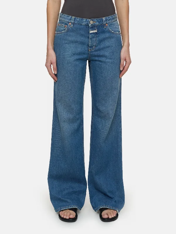 Wide - leg women jeans for a modern and relaxed vibeJeans Gillan con Gamba Svasata Blu