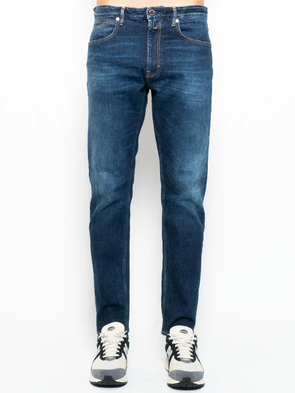 Straight - leg women jeans with a classic and timeless appealJeans in Cotone Organico Stretch Blu Scuro