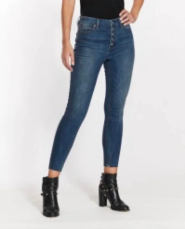 Light - wash women jeans for a fresh and summery appearanceHigh Rise Button Fly Skinny Ankle Jean In Dark Gulf