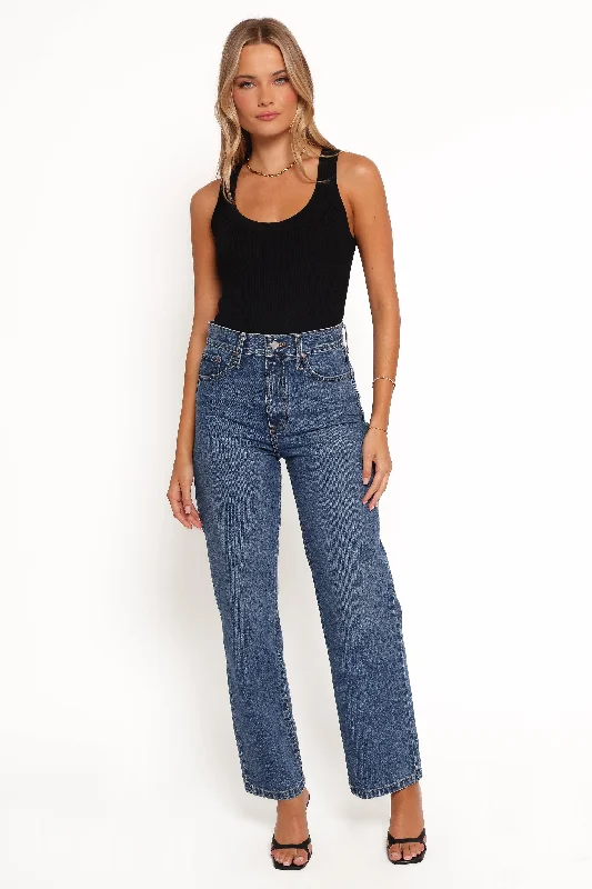 Jeggings women jeans combining the comfort of leggings and style of jeansJust Black Relaxed 90S Straight Jean - Dark Denim