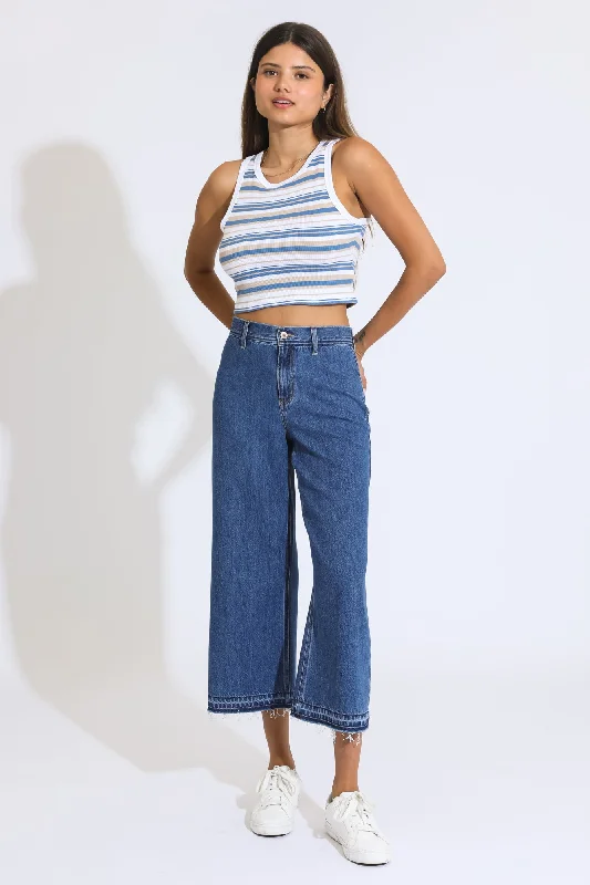 Dark - wash women jeans for a sophisticated and slimming effectMarina Wide Leg Crop Jeans - Indigo