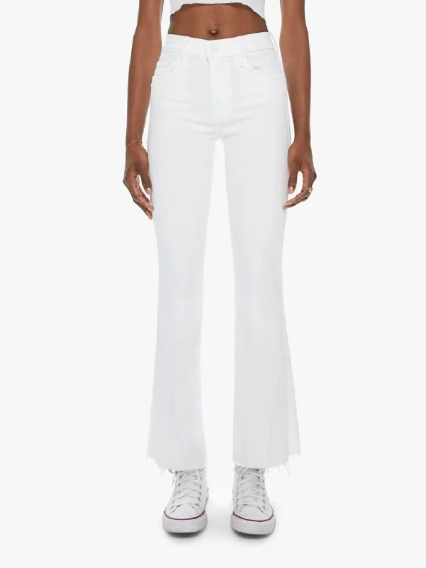 High - waisted women jeans for a flattering silhouetteDenim Flare con Orlo Sfrangiato Bianco