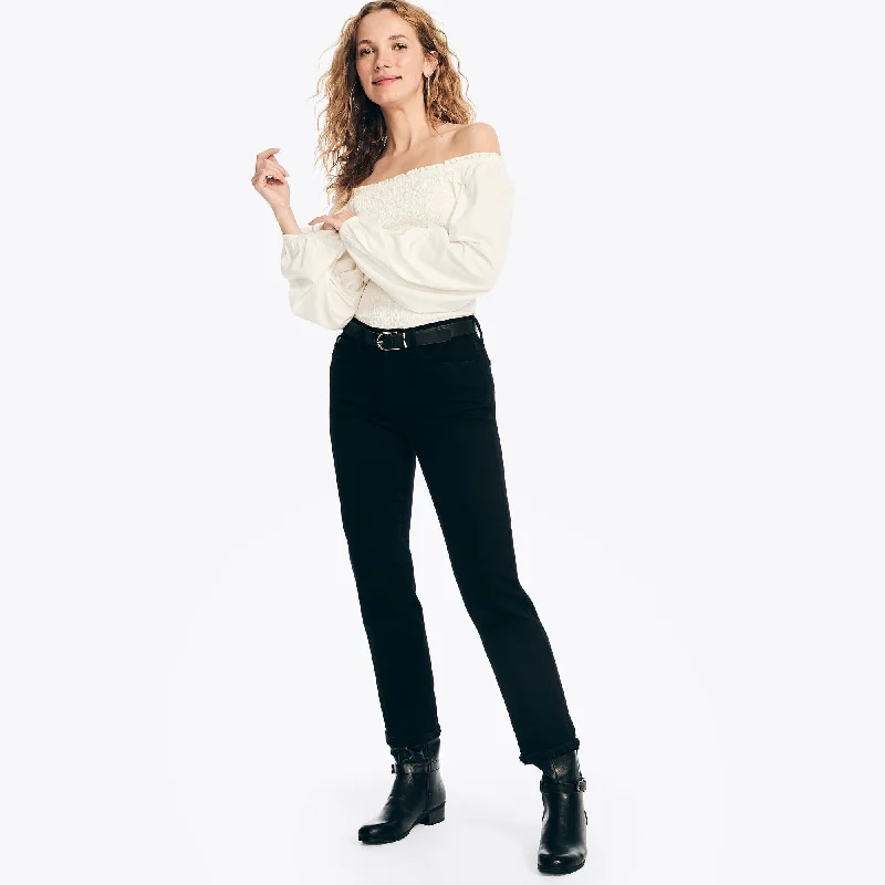 Wide - leg women jeans for a modern and relaxed vibeNautica Womens Sustainably Crafted Mid-Rise Straight Denim