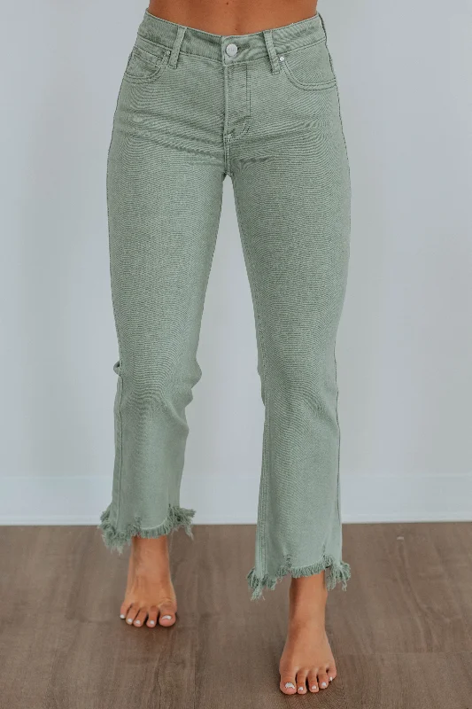 Button - fly women jeans with a traditional touchNeona Risen Jeans - Olive