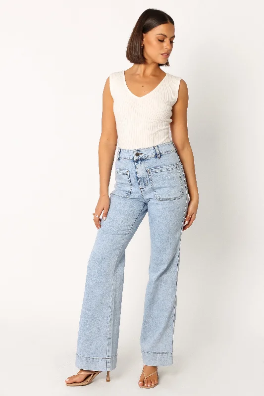 Acid - wash women jeans with a retro finishNico Wide Leg Jean - Blue