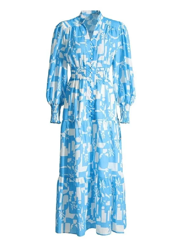 Sheath Women Dress with a Tailored Fit for a Professional LookSheath Women Dress with a Tailored Fit for a Professional LookAne Long Sleeve Print Gown Maxi Dress - Sky Blue Print