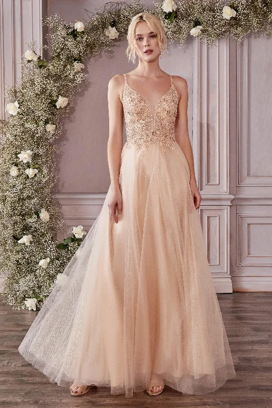 Pleated Women Dress with a Timeless and Elegant TexturePleated Women Dress with a Timeless and Elegant TextureCinderella Divine CD0195 Embellished Sleeveless Long Formal Prom Dress