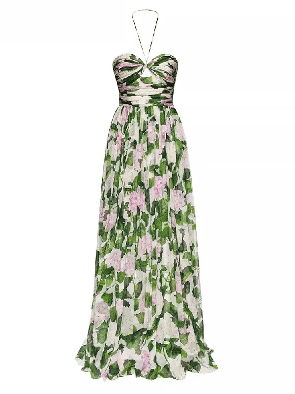 Empire Waist Women Dress to Accentuate the Bust and Conceal the WaistEmpire Waist Women Dress to Accentuate the Bust and Conceal the WaistFlorence Strapless Floral Maxi Gown Dress - Green Floral