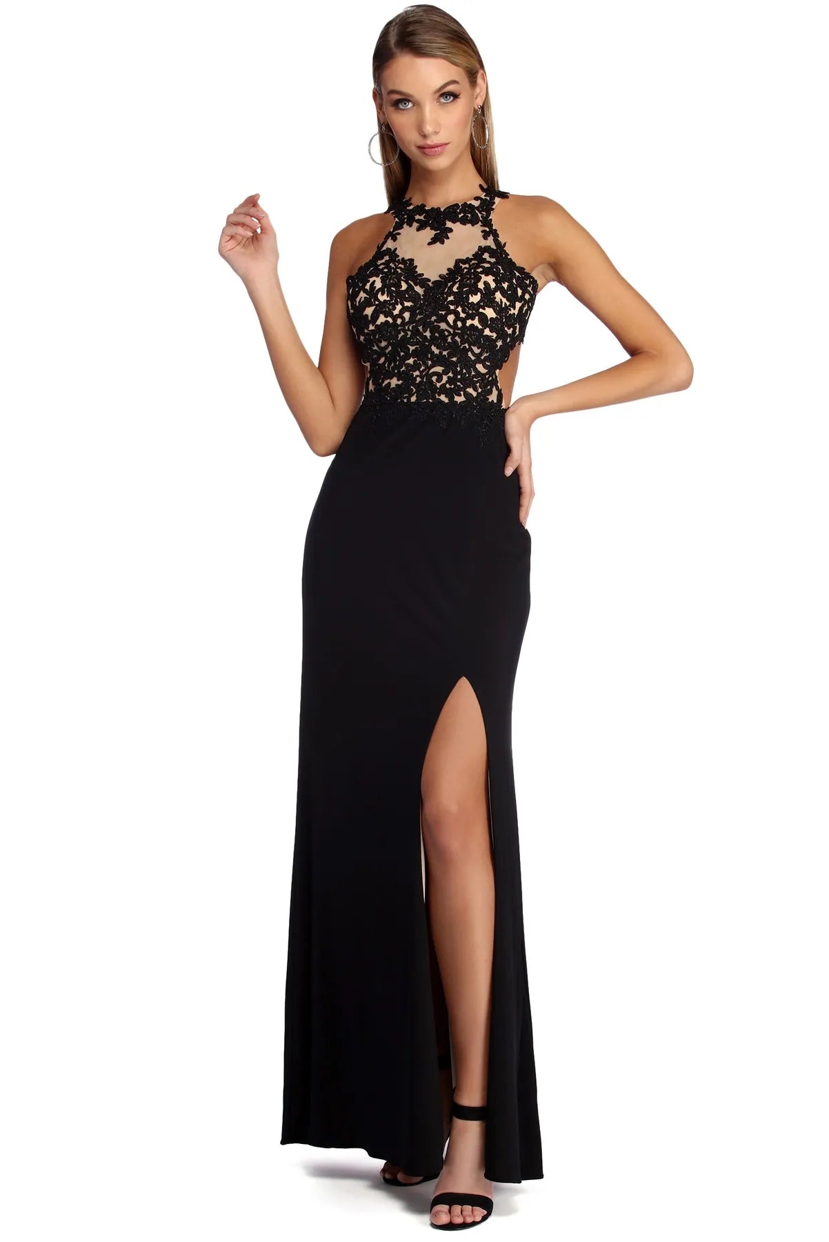 Little Black Women Dress with Sequins for a Glamorous Night OutLittle Black Women Dress with Sequins for a Glamorous Night OutGenevieve Formal Open Back Lace Dress